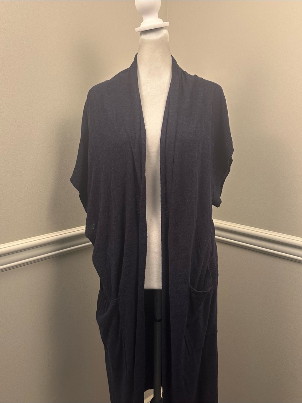 Anthropologie Navy Linen Blend Long Cardigan O/S NWTS